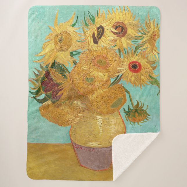 Sunflowers Vincent van Gogh  Sherpa Blanket (Front)