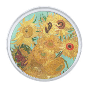 Sunflowers Vincent van Gogh Silver Finish Lapel Pin