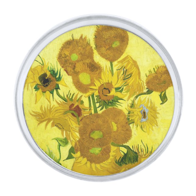 Sunflowers Vincent van Gogh    Silver Finish Lapel Pin (Front)