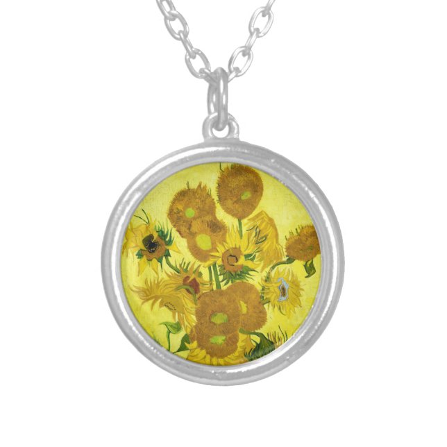Sunflowers Vincent van Gogh     Silver Plated Necklace (Front)