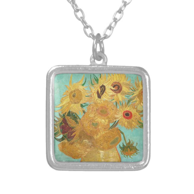 Sunflowers Vincent van Gogh     Silver Plated Necklace (Front)