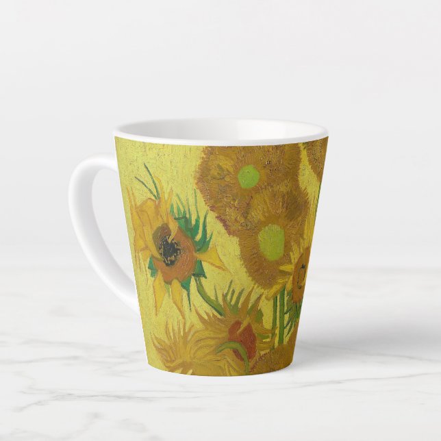 Sunflowers-Vincent van Gogh Small Latte Mug (Left Angle)