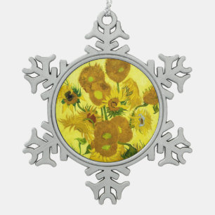 Sunflowers Vincent van Gogh Snowflake Pewter Christmas Ornament