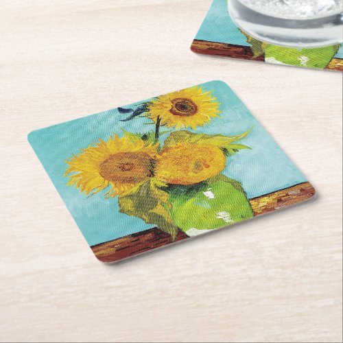 Sunflowers Vincent van Gogh Square Paper Coaster