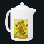 Sunflowers Vincent van Gogh    Teapot<br><div class="desc">Sunflowers  Vincent van Gogh. Still life on a yellow background. A bright bouquet of sunflower flowers stand in a vase. Reproduction of famous works of art  images in the public domain.</div>