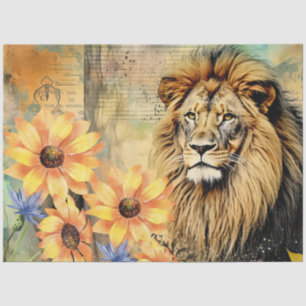 Sunflowers & Vintage Lion Head Tissue Paper