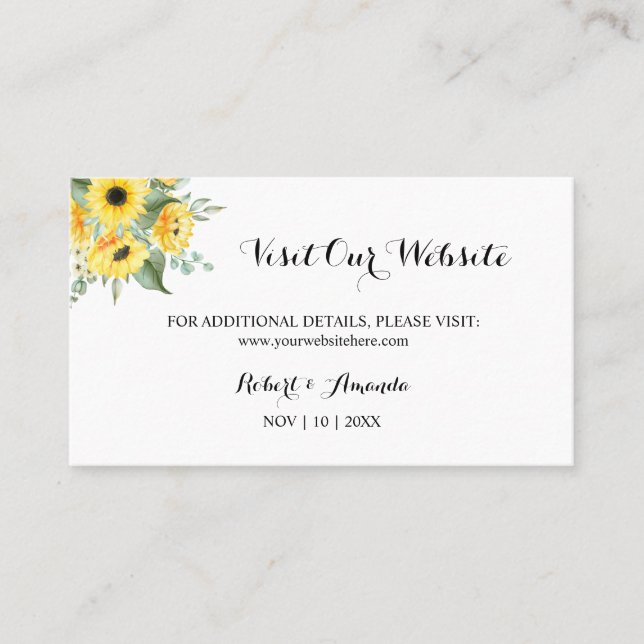 Sunflowers Visit our Website Wedding insert card (Front)