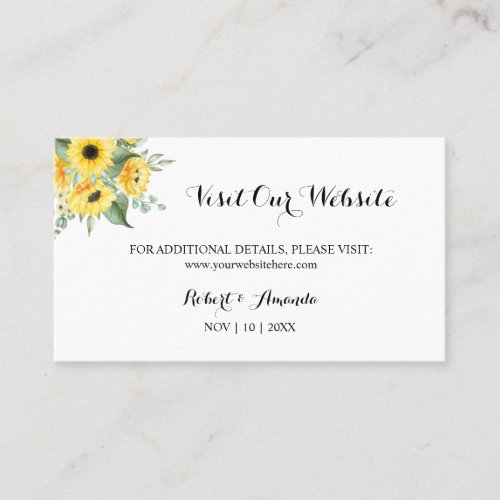Sunflowers Visit our Website Wedding insert card