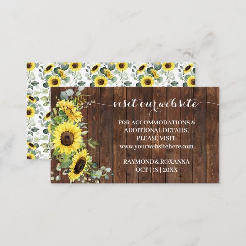 Sunflowers Visit our website Wedding Insert Card