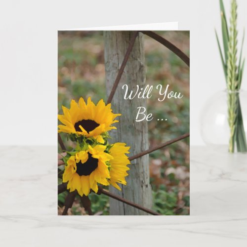 Sunflowers Wagon Wheel Will You Be My Bridesmaid Invitation