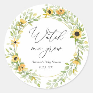 Sunflowers Watch me Grow Plant Favor Classic Round Sticker