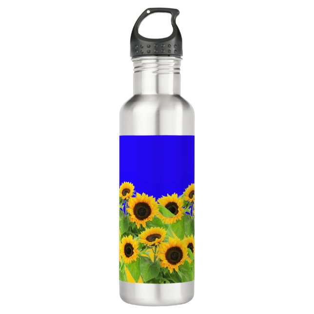Sunflowers Water Bottle Ukraine Flag Colors (Front)