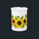 Sunflowers Water Pitcher<br><div class="desc">Pitcher shown in white with a lovely sunflowers print. 
Customize this item or buy as is.



Stock Image</div>