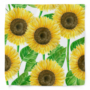 Sunflowers watercolor bandana