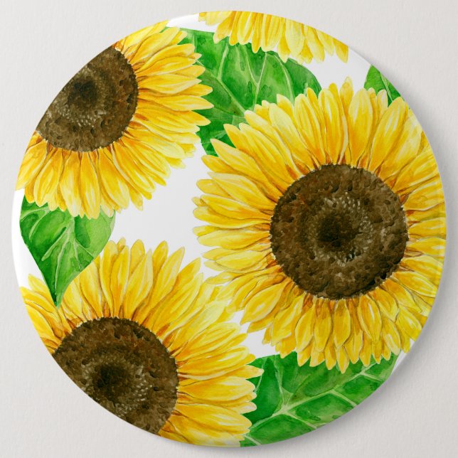 Sunflowers watercolor button (Front)