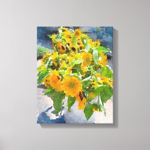 Sunflowers Watercolor Canvas Print