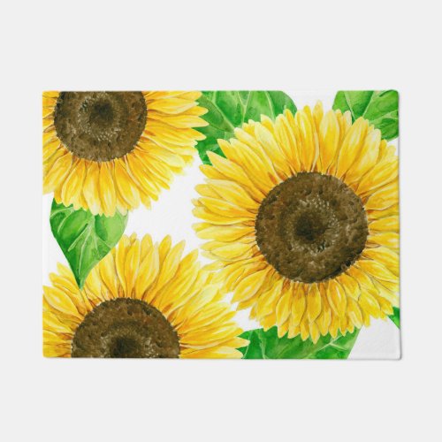 Sunflowers watercolor doormat