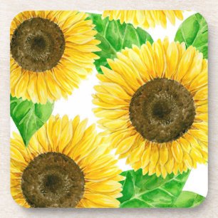 Sunflowers watercolor drink coaster