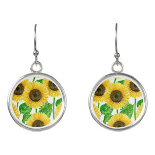 Sunflowers watercolor earrings