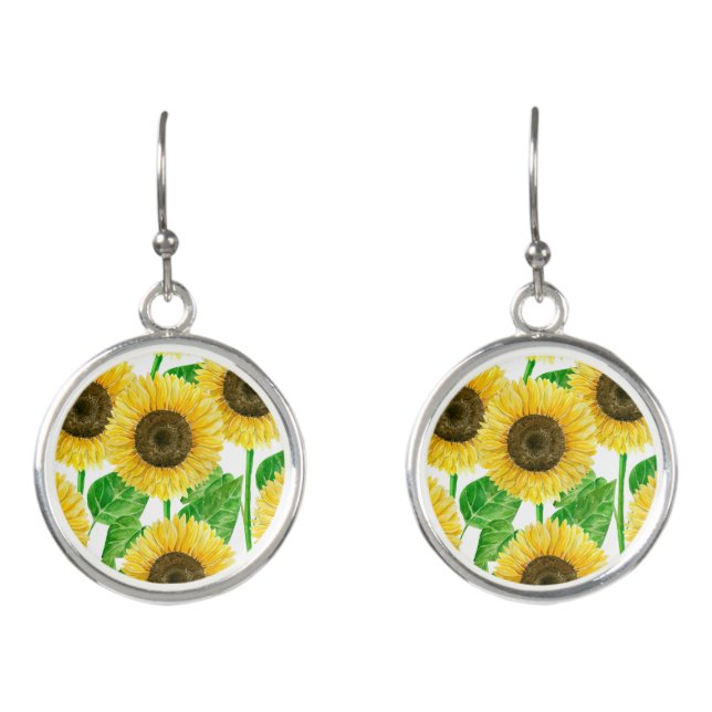Sunflowers watercolor earrings (Front)