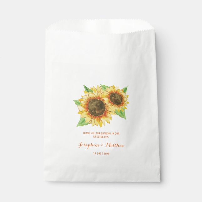 Sunflowers Watercolor Favor Bag (Front)