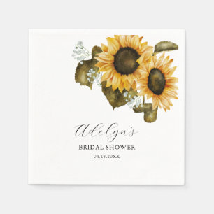 Sunflowers Watercolor Floral Bridal Shower Napkins