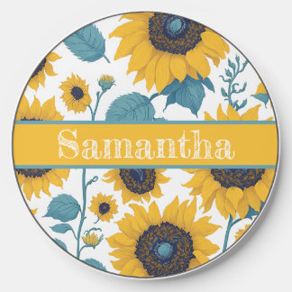 Sunflowers watercolor floral Name Wireless Charger