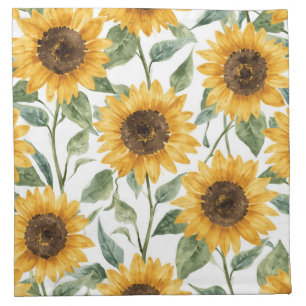 Sunflowers Watercolor Floral Yellow Painting Cloth Napkin