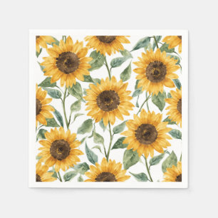 Sunflowers Watercolor Floral Yellow Painting Napkins