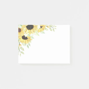 Sunflowers Watercolor Flowers Yellow Floral Post-it Notes