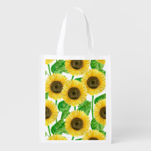 Sunflowers watercolor grocery bag