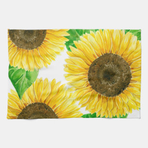 Sunflowers watercolor kitchen towel
