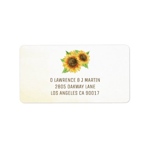 Sunflowers Watercolor Label