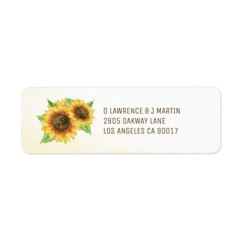 Sunflowers Watercolor Label