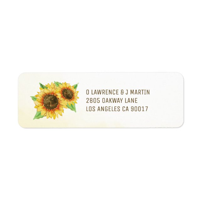 Sunflowers Watercolor Label (Front)