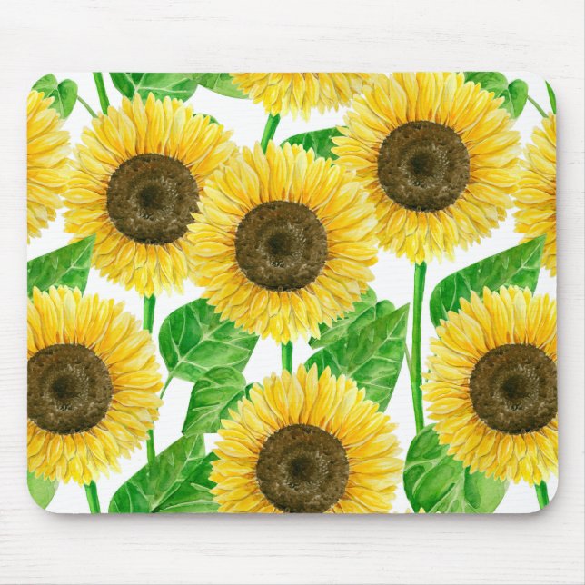 Sunflowers watercolor mouse pad (Front)