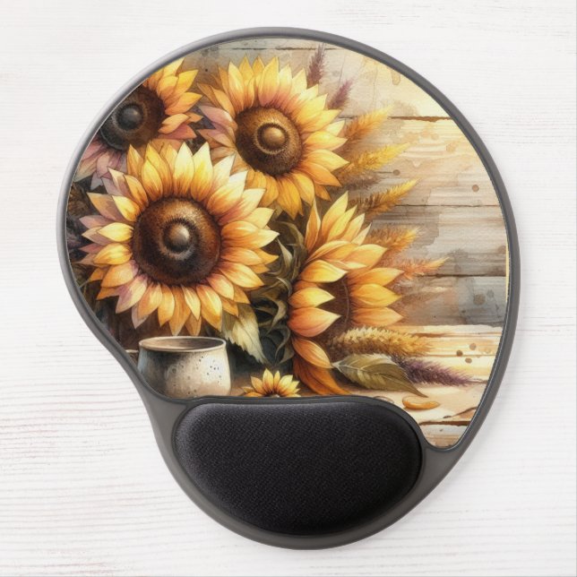 Sunflowers Watercolor Painting Gel Mouse Pad (Front)