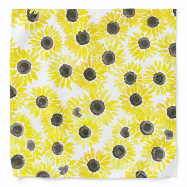 Sunflowers watercolor pattern bandana (Front)