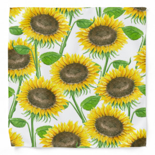 Sunflowers watercolor pattern bandana
