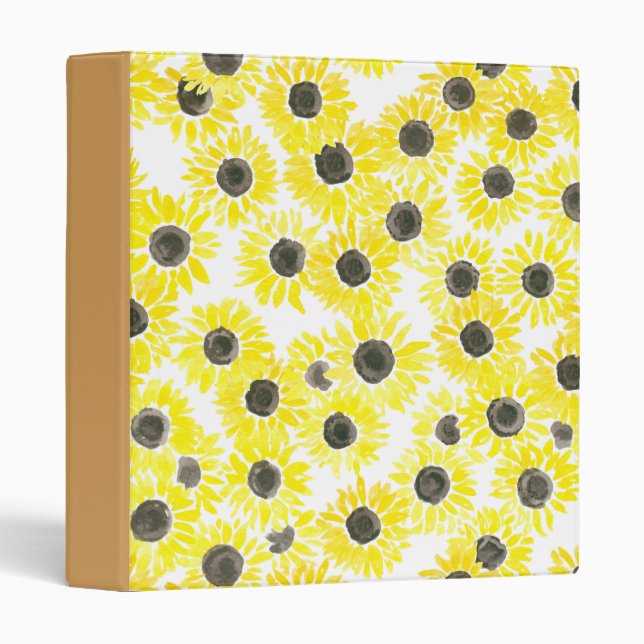 Sunflowers watercolor pattern binder (Front/Spine)