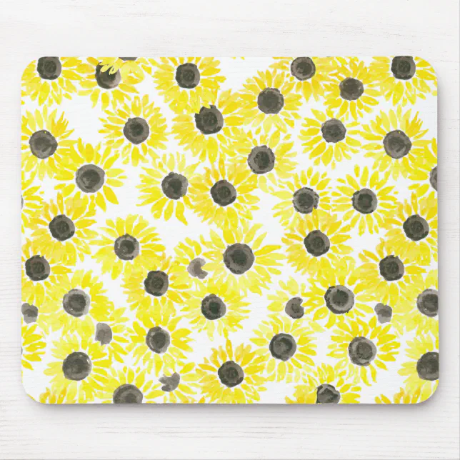 Sunflowers watercolor pattern mouse pad | Zazzle