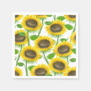 Sunflowers watercolor pattern napkins
