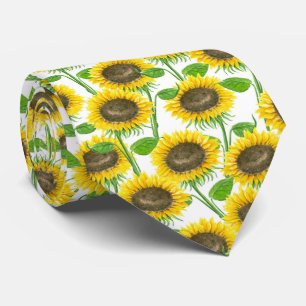 Sunflowers watercolor pattern neck tie