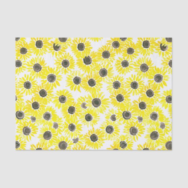 Sunflowers watercolor pattern tissue paper (Front)