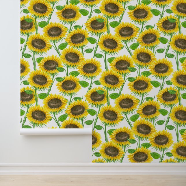 Sunflowers watercolor pattern wallpaper  (Application)