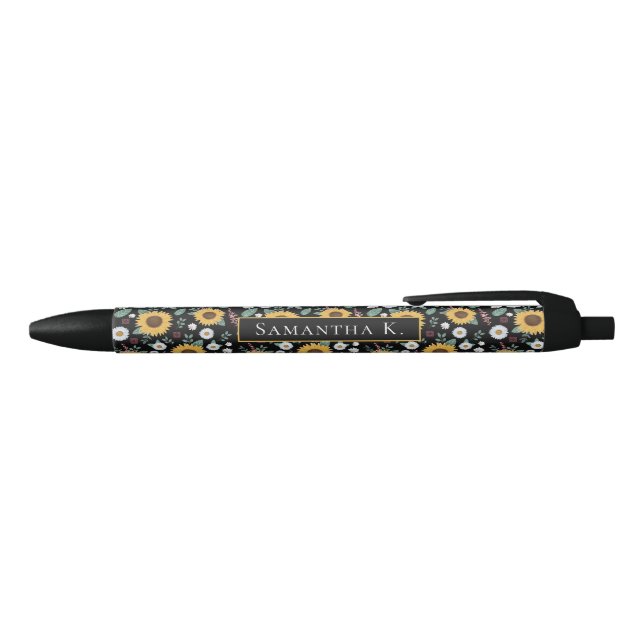 Sunflowers Watercolor Personalized Name Pen (Top)