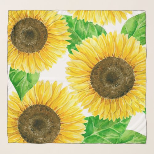 Sunflowers watercolor scarf