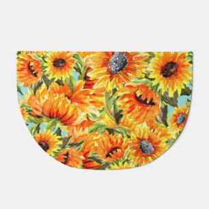 Sunflowers Watercolor: Seamless Illustration Doormat