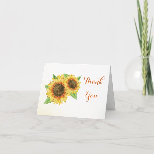 Sunflowers Watercolor Thank You Card (Front)