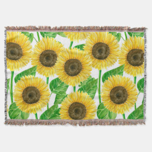 Sunflowers watercolor throw blanket